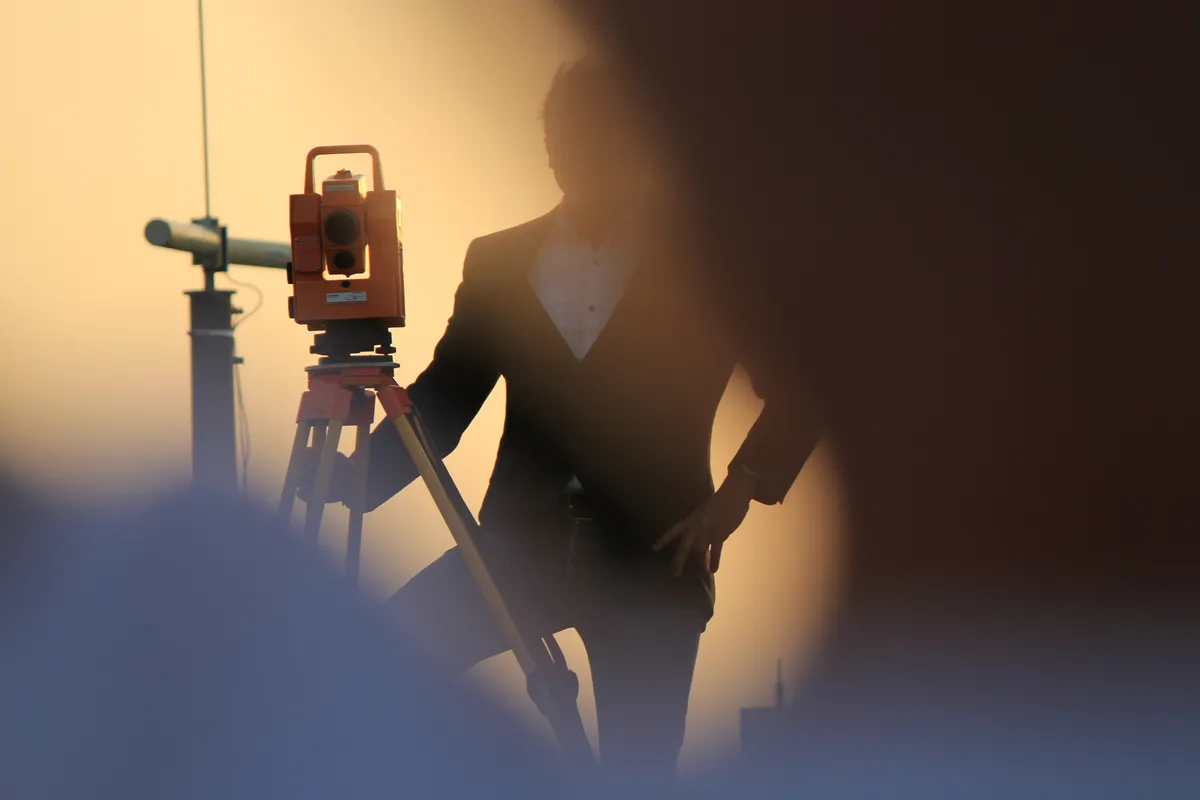 Vermessung bei Sonnenuntergang